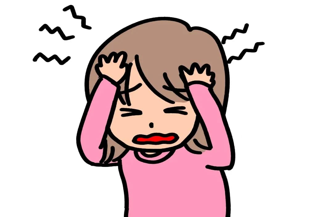 気候頭痛で悩む女性のイラスト